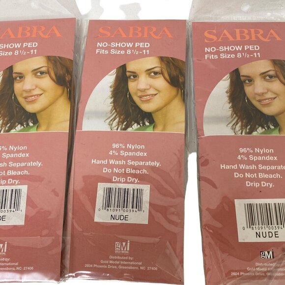 Sabra Nylon No-Show Peds 9 Pair (3packs of 3) Nude Color - Picture 4 of 4
